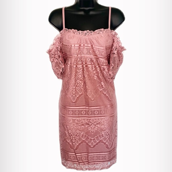 love, Fire Dresses & Skirts - SOLD Revolve Mauve Bardot Lace Dress